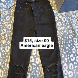 American Eagle Outfitters Black Skinny Jeans with Distressed Knees